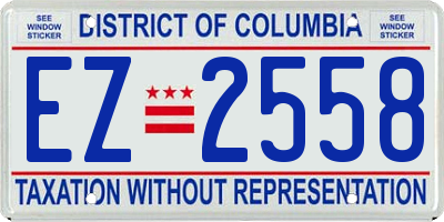 DC license plate EZ2558