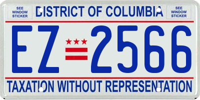 DC license plate EZ2566