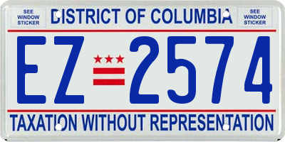 DC license plate EZ2574