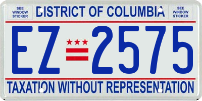 DC license plate EZ2575