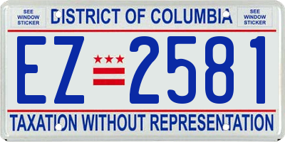 DC license plate EZ2581