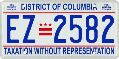 DC license plate EZ2582