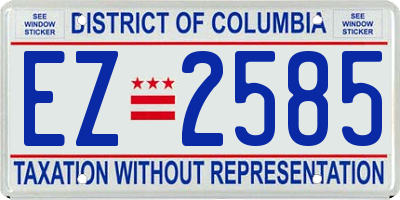 DC license plate EZ2585