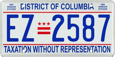 DC license plate EZ2587