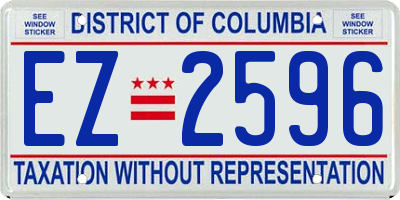 DC license plate EZ2596