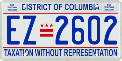 DC license plate EZ2602