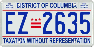 DC license plate EZ2635