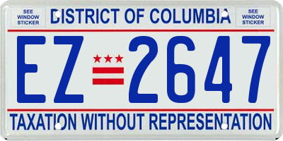 DC license plate EZ2647