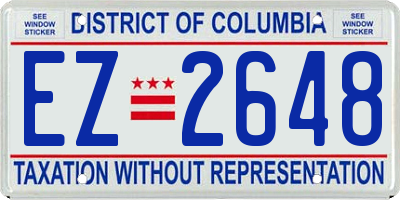 DC license plate EZ2648