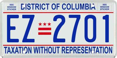 DC license plate EZ2701