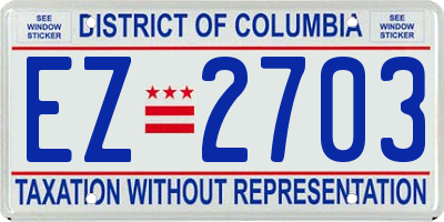 DC license plate EZ2703