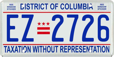 DC license plate EZ2726