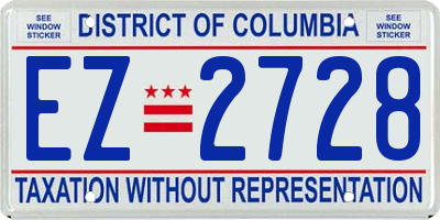 DC license plate EZ2728