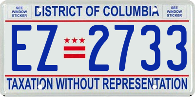 DC license plate EZ2733