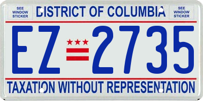 DC license plate EZ2735