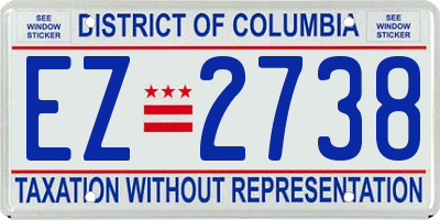 DC license plate EZ2738