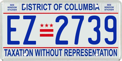 DC license plate EZ2739