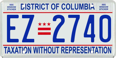 DC license plate EZ2740