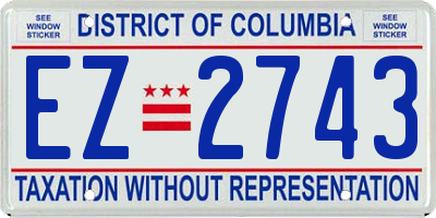 DC license plate EZ2743