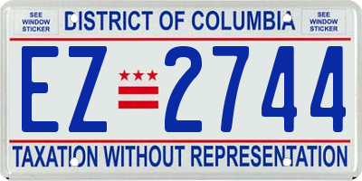 DC license plate EZ2744