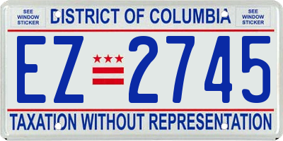 DC license plate EZ2745