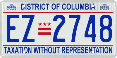 DC license plate EZ2748