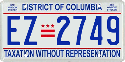 DC license plate EZ2749