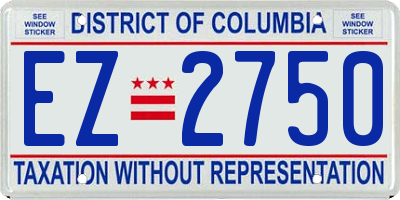 DC license plate EZ2750