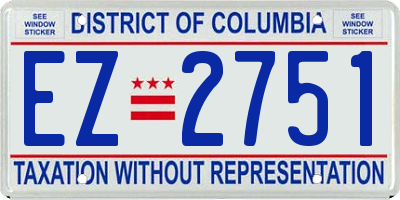 DC license plate EZ2751