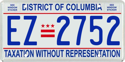 DC license plate EZ2752