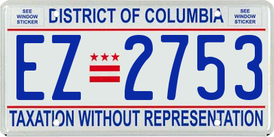 DC license plate EZ2753