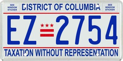 DC license plate EZ2754