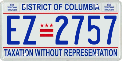 DC license plate EZ2757