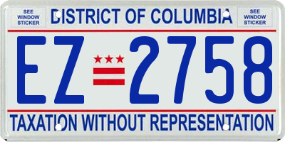 DC license plate EZ2758