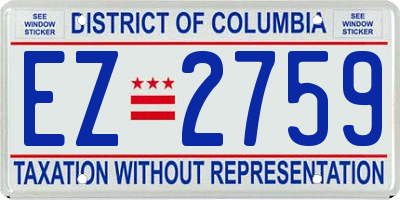 DC license plate EZ2759