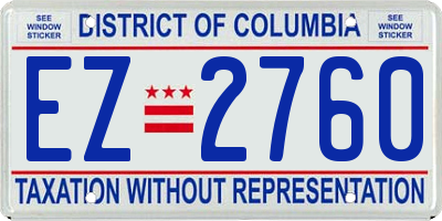 DC license plate EZ2760