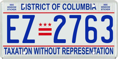 DC license plate EZ2763