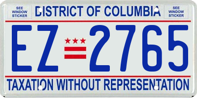 DC license plate EZ2765