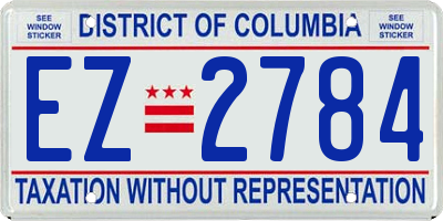 DC license plate EZ2784