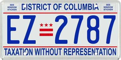 DC license plate EZ2787