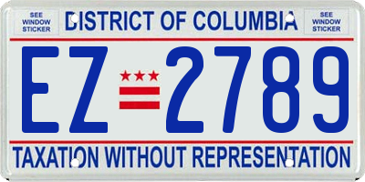 DC license plate EZ2789