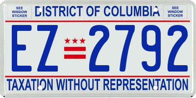 DC license plate EZ2792