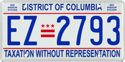 DC license plate EZ2793