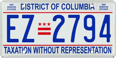 DC license plate EZ2794