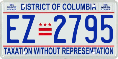 DC license plate EZ2795