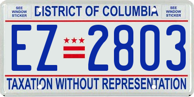 DC license plate EZ2803