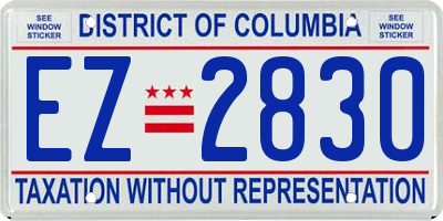 DC license plate EZ2830