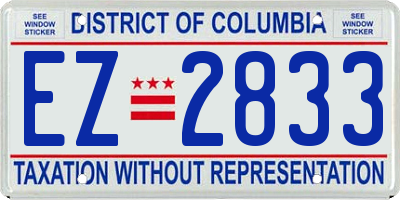 DC license plate EZ2833