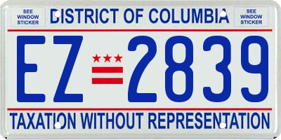 DC license plate EZ2839