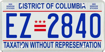 DC license plate EZ2840